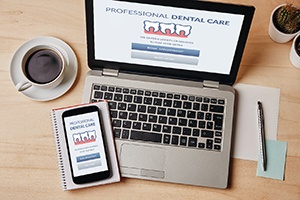 Dental insurance information on laptop